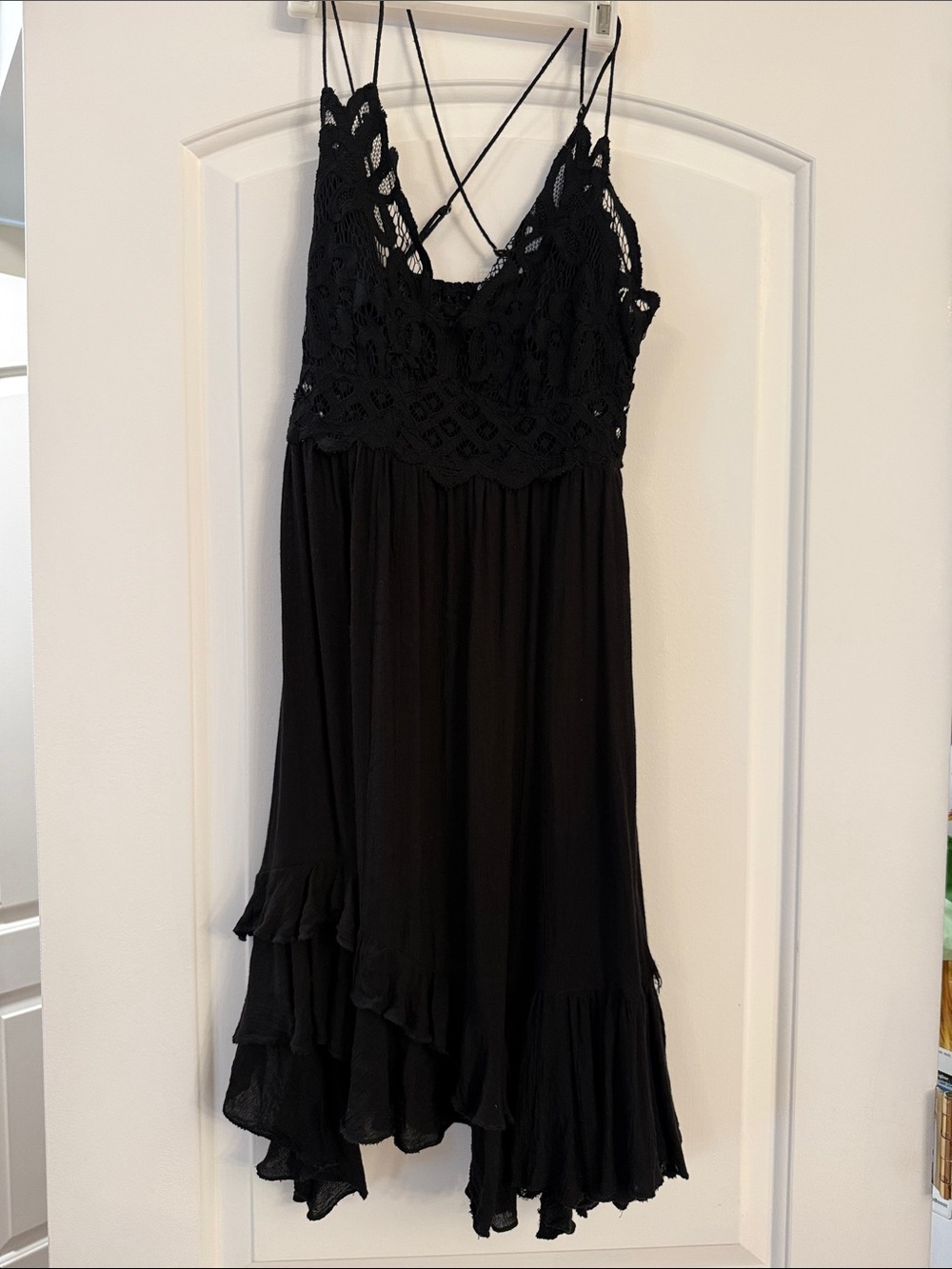 Free People Black Lace Bodice Spaghetti Strap Dress